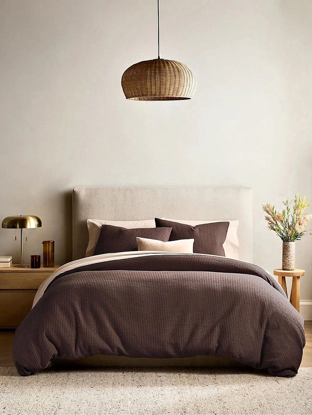 New Quince Organic Luxe Honeycomb Duvet Cover Set King/CalKing $134 Espresso